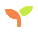 Food shiner icon orange and green leaf