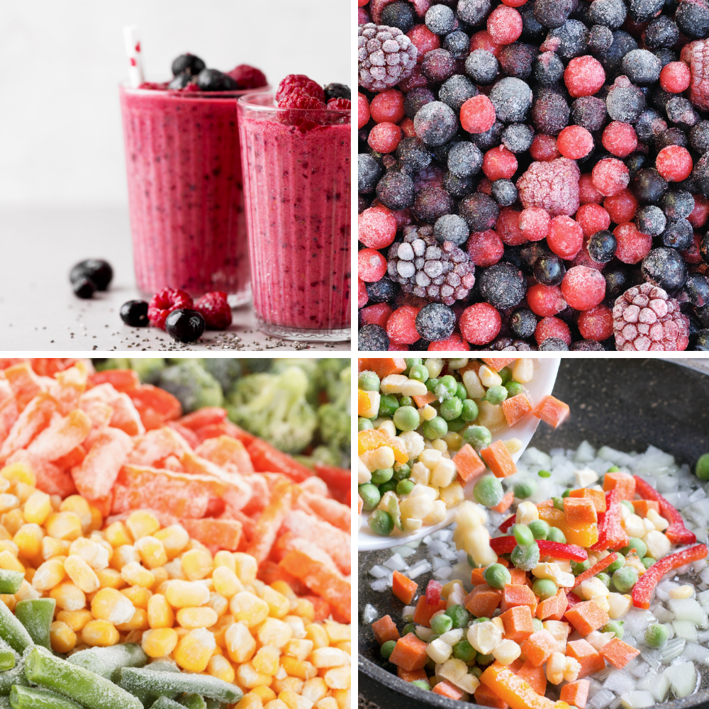 Smoothie, frozen berries, frozen veggies, cooking frozen veggies