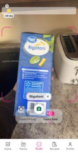 Side panel of a box of rigatoni pasta