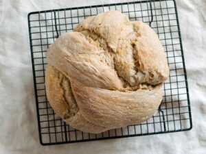 Bread cooling on wire rack