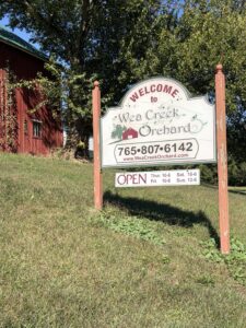 Wea Creek Orchard sign